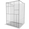Mexen Kioto vrijstaande douchewand 130 x 200 cm, zwart patroon 8 mm, geborsteld gun gray - 800-130-002-66-78