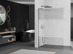Mexen Kioto L Pregrada za tuš Walk-in 90 x 200 cm, prozirna/matirana, brušena boja pištolja - 800-090-103-66-35
