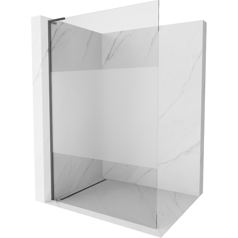 Mexen Kioto L suihkuseinä Walk-in 90 x 200 cm, kirkas/huurre, harjattu asemetalli - 800-090-103-66-35