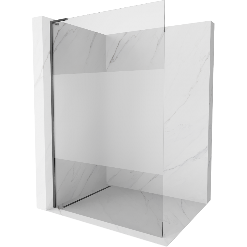 Mexen Kioto L Duschwand Walk-in 100 x 200 cm, transparent/matt, gebürstet gun gray - 800-100-103-66-35