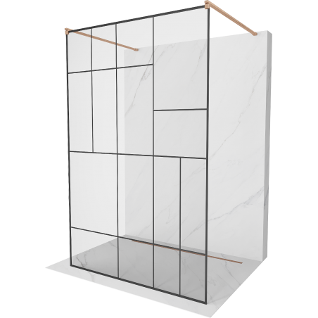 Mexen Kioto samostojeća tuš stijena 110 x 200 cm, crni uzorak 8 mm, brušeni bakar - 800-110-002-65-78