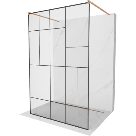 Mexen Kioto paroi de douche autonome 130 x 200 cm, motif noir 8 mm, laiton brossé - 800-130-002-65-78