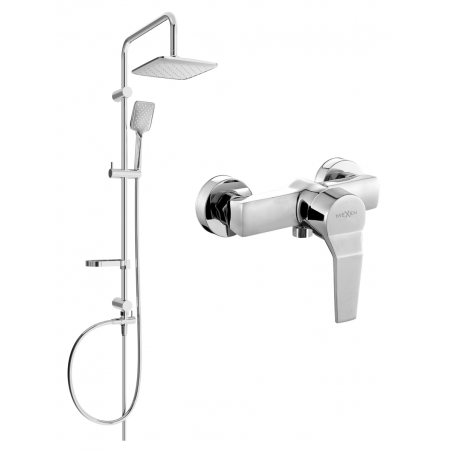 Mexen Caro Sven exposed shower set with rain shower and shower mixer, chrome - 746640262-00
