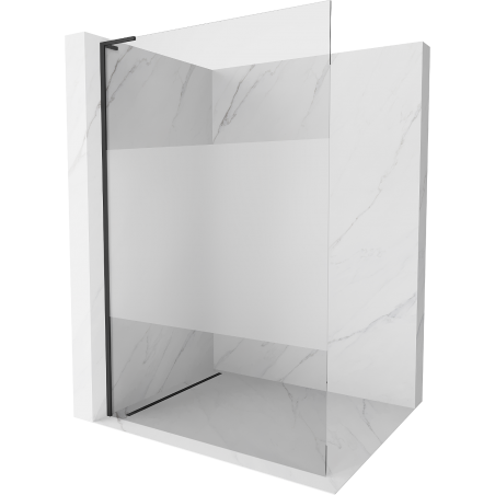 Mexen Kioto L Duschwand Walk-in 120 x 200 cm, transparent/Mattglas, schwarz - 800-120-103-70-35