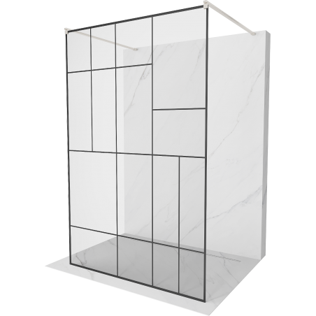 Mexen Kioto ścianka prysznicowa wolnostojąca 110 x 200 cm, czarny wzór 8 mm, nikiel szczotkowany - 800-110-002-97-78