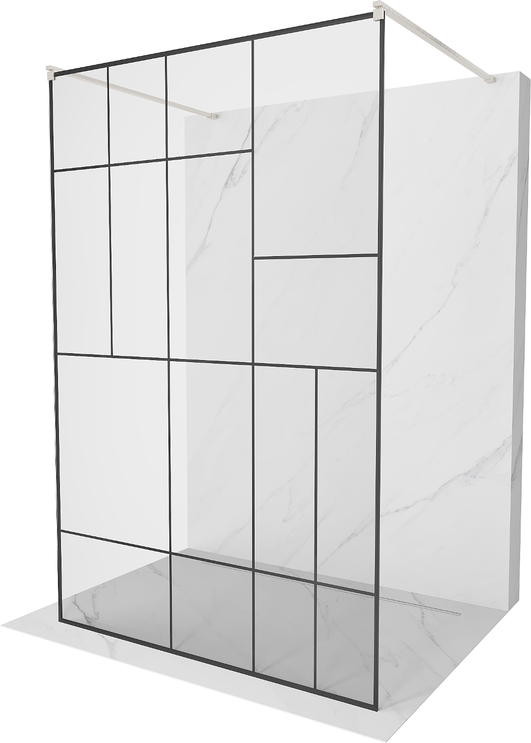 Mexen Kioto ścianka prysznicowa wolnostojąca 120 x 200 cm, czarny wzór 8 mm, nikiel szczotkowany - 800-120-002-97-78