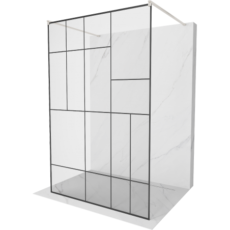 Mexen Kioto paroi de douche autoportante 130 x 200 cm, motif noir 8 mm, nickel brossé - 800-130-002-97-78