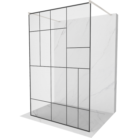 Mexen Kioto vrijstaande douchewand 140 x 200 cm, zwart patroon 8 mm, geborsteld nikkel - 800-140-002-97-78