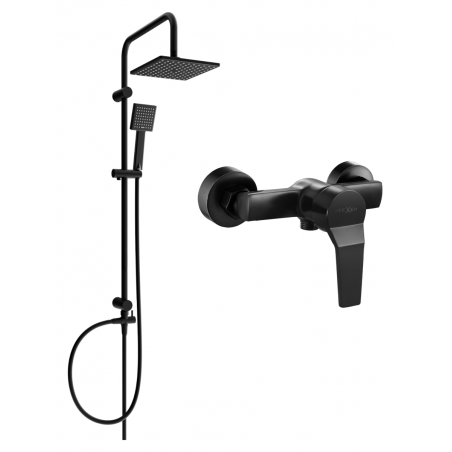 Mexen Caro Tord conjunto de ducha exterior con rociador y grifo de ducha, negro - 746640200-70
