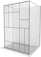 Mexen Kioto slobodno stojeći tuš panel 110 x 200 cm, crni uzorak 8 mm, zlatna četkana - 800-110-002-55-78