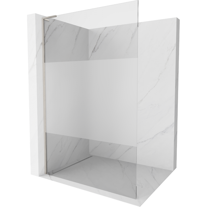 Mexen Kioto L Duschwand Walk-in 80 x 200 cm, transparent/frost, gebürstetes Nickel - 800-080-103-97-35