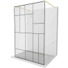 Mexen Kioto free-standing shower wall 130 x 200 cm, black pattern 8 mm, brushed gold - 800-130-002-55-78