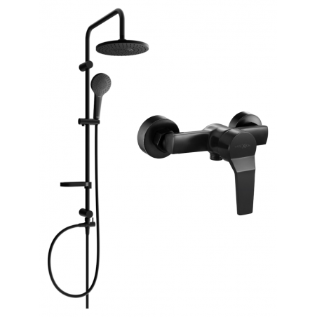 Mexen Erik Aufputz-Duschset mit Regenbrause und Duscharmatur Caro, schwarz - 746640205-70
