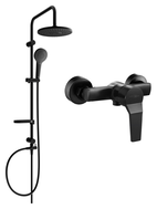 Mexen Caro Erik Surface Mounted Shower Set with Rain Showerhead and Shower Faucet, Black - 746640205-70