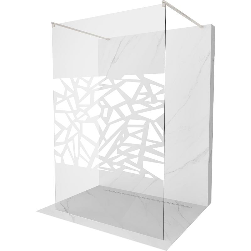 Mexen Kioto ścianka prysznicowa wolnostojąca 100 x 200 cm, biały wzór 8 mm, nikiel szczotkowany - 800-100-002-97-85