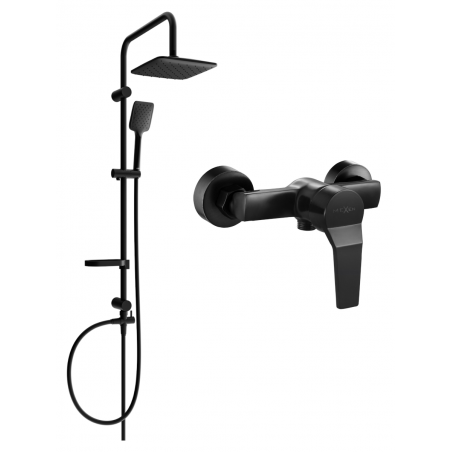 Mexen Sven Aufputz-Duschset mit Regenbrause und Caro Duscharmatur, schwarz - 746640262-70