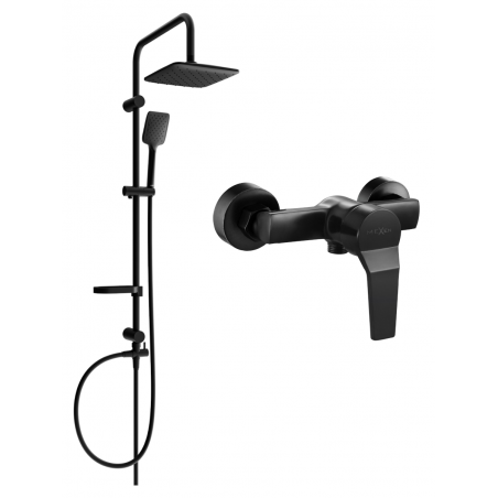 Mexen Sven exposed shower set with rain showerhead and Caro shower mixer, black - 746640262-70