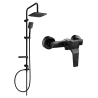 Mexen Sven exposed shower set with rain showerhead and Caro shower mixer, black - 746640262-70