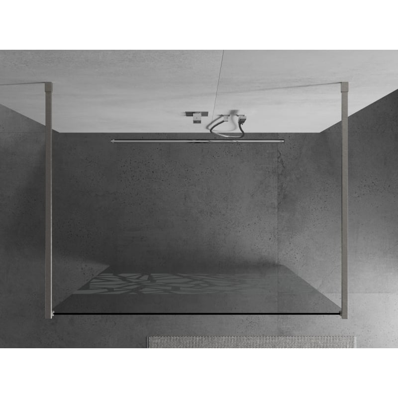 Mexen Kioto ścianka prysznicowa wolnostojąca 110 x 200 cm, biały wzór 8 mm, nikiel szczotkowany - 800-110-002-97-85