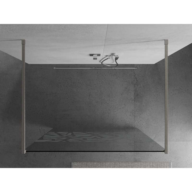 Mexen Kioto vabalt seisev dušisein 120 x 200 cm, valge muster 8 mm, harjatud nikkel - 800-120-002-97-85