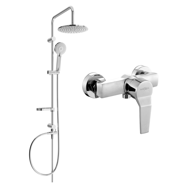 Mexen Caro Carl ensemble de douche extérieur avec pommeau de douche et robinet de douche, chromé - 746640240-00