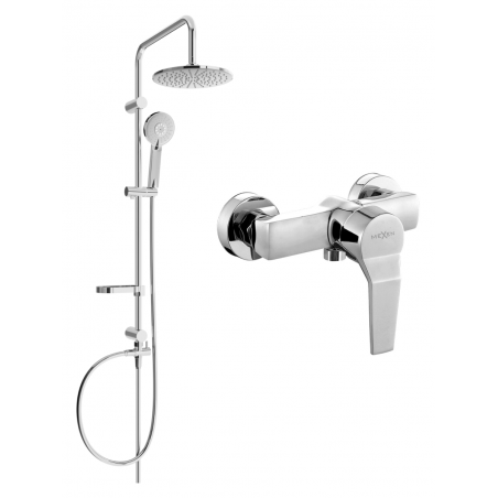 Mexen Carl Aufputz-Duschset mit Regenduschkopf und Duscharmatur Caro, Chrom - 746640240-00