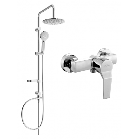 Mexen Carl exposed shower set with rain shower and Caro shower tap, chrome - 746640240-00