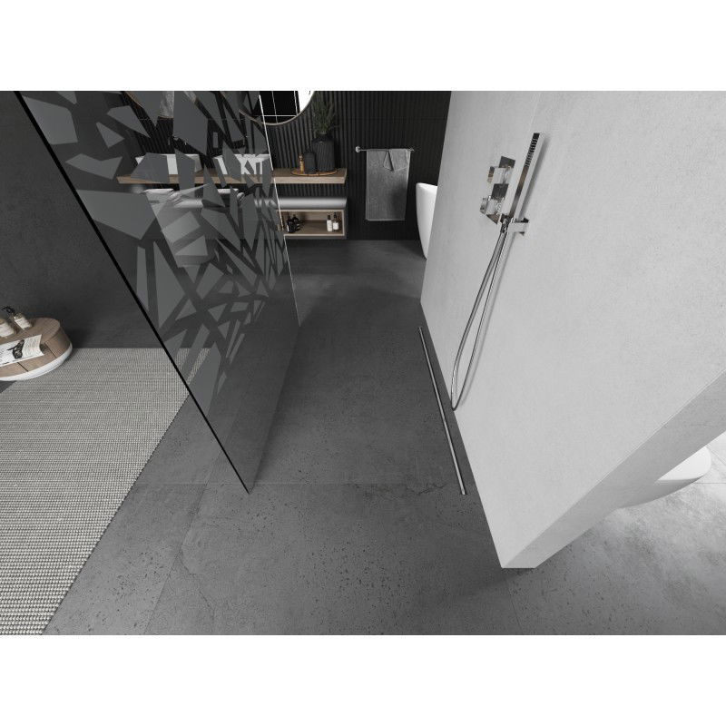 Mexen Kioto parete doccia autoportante 140 x 200 cm, motivo bianco 8 mm, nichel spazzolato - 800-140-002-97-85