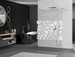 Mexen Kioto Samostojeći tuš zid 130 x 200 cm, bijeli uzorak 8 mm, brušena bakar - 800-130-002-65-85