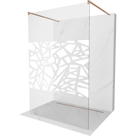 Mexen Kioto vrijstaande douchewand 140 x 200 cm, wit patroon 8 mm, geborsteld koper - 800-140-002-65-85