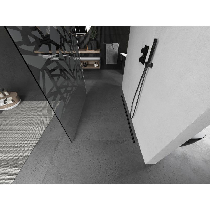 Mexen Kioto vrijstaande douchewand 100 x 200 cm, wit patroon 8 mm, geborsteld geweergrijs - 800-100-002-66-85