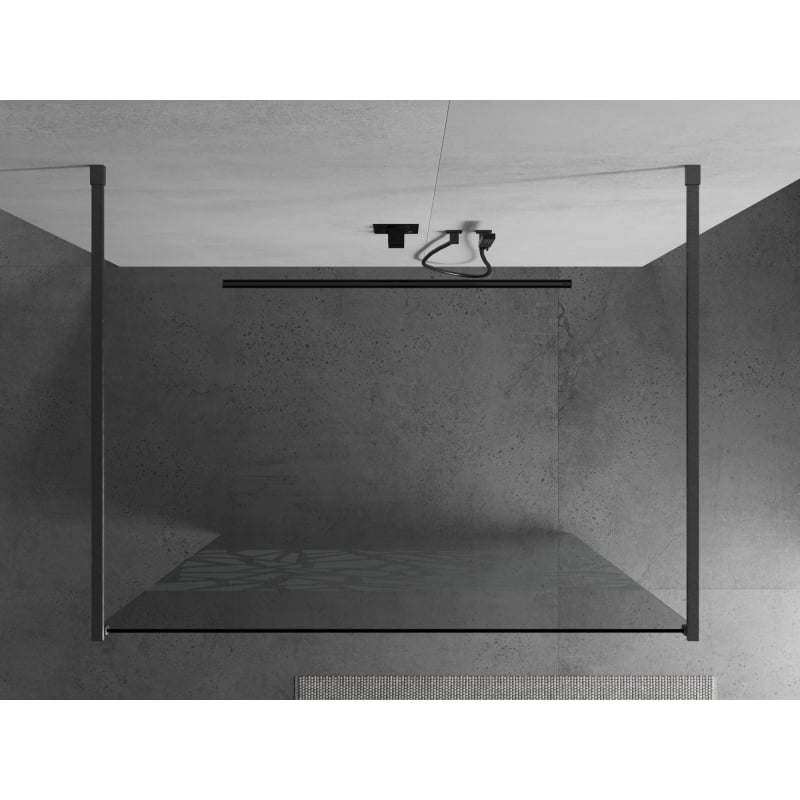 Mexen Kioto ścianka prysznicowa wolnostojąca 110 x 200 cm, biały wzór 8 mm, gun gray szczotkowany - 800-110-002-66-85