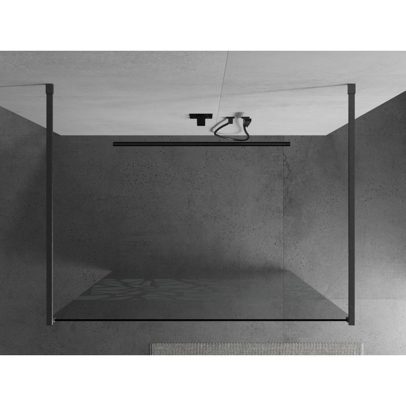 Mexen Kioto freestanding shower wall 130 x 200 cm, white pattern 8 mm, gun gray brushed - 800-130-002-66-85