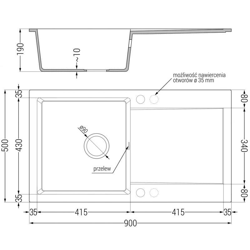 Mexen Leo 1-Bowl Granite Kitchen Sink with Drainer and Telma Faucet, White - 6501-20-670200-50