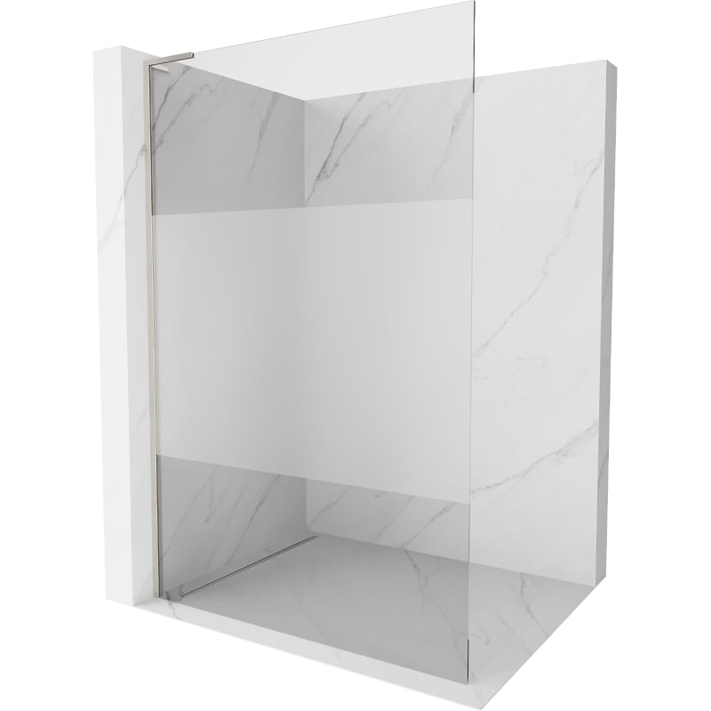 Mexen Kioto L tuš-pregrada Walk-in 120 x 200 cm, prozirno/matirano, brušeni nikal - 800-120-103-97-35