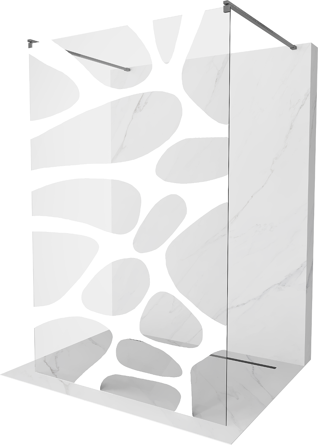 Mexen Kioto ścianka prysznicowa wolnostojąca 110 x 200 cm, biały wzór 8 mm, gun gray szczotkowany - 800-110-002-66-97
