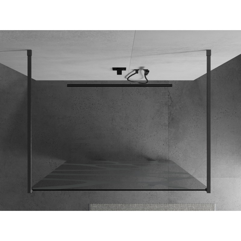 Mexen Kioto ścianka prysznicowa wolnostojąca 140 x 200 cm, biała fala 8 mm, gun gray szczotkowany - 800-140-002-66-97
