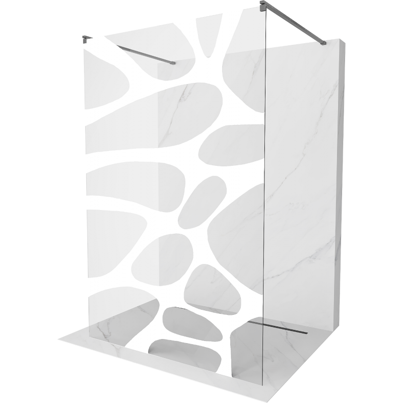 Mexen Kioto vrijstaande douchewand 140 x 200 cm, witte golf 8 mm, geborsteld gun gray - 800-140-002-66-97