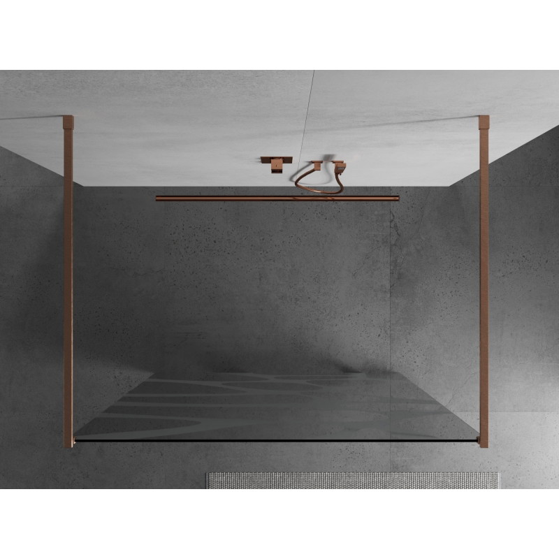 Mexen Kioto vabalt seisev dušisein 100 x 200 cm, valge laineline 8 mm, harjatud vask - 800-100-002-65-97