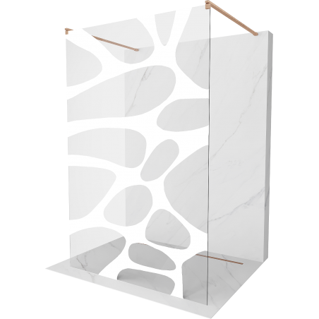 Mexen Kioto freestanding shower wall 100 x 200 cm, white wave 8 mm, brushed copper - 800-100-002-65-97