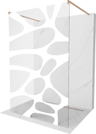 Mexen Kioto freistehende Duschwand 100 x 200 cm, weiße Welle 8 mm, gebürstetes Kupfer - 800-100-002-65-97