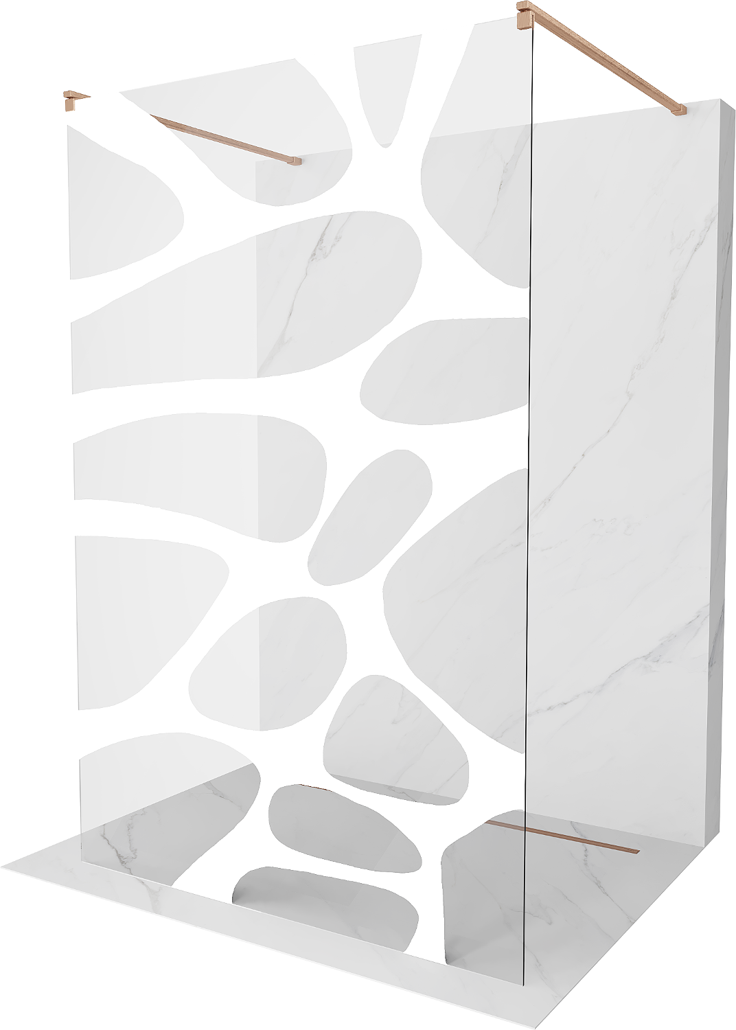 Mexen Kioto ścianka prysznicowa wolnostojąca 120 x 200 cm, biały wzór 8 mm, miedź szczotkowana - 800-120-002-65-97