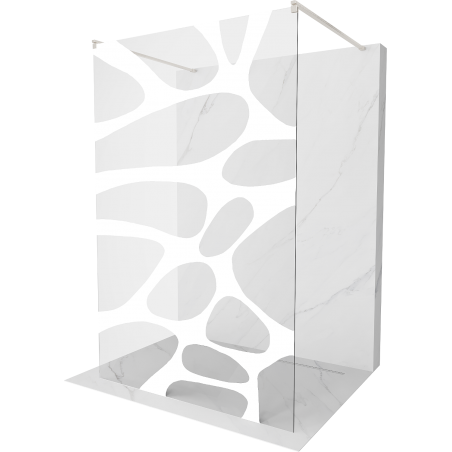 Mexen Kioto freestanding shower wall 100 x 200 cm, white wave 8 mm, brushed nickel - 800-100-002-97-97