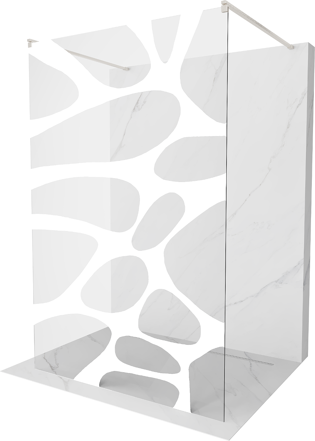 Mexen Kioto ścianka prysznicowa wolnostojąca 100 x 200 cm, biały wzór 8 mm, nikiel szczotkowany - 800-100-002-97-97