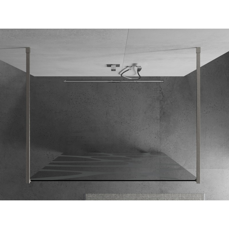 Mexen Kioto ścianka prysznicowa wolnostojąca 110 x 200 cm, biała fala 8 mm, nikiel szczotkowany - 800-110-002-97-97