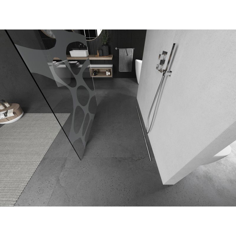 Mexen Kioto paroi de douche autoportante 120 x 200 cm, vague blanche 8 mm, nickel brossé - 800-120-002-97-97