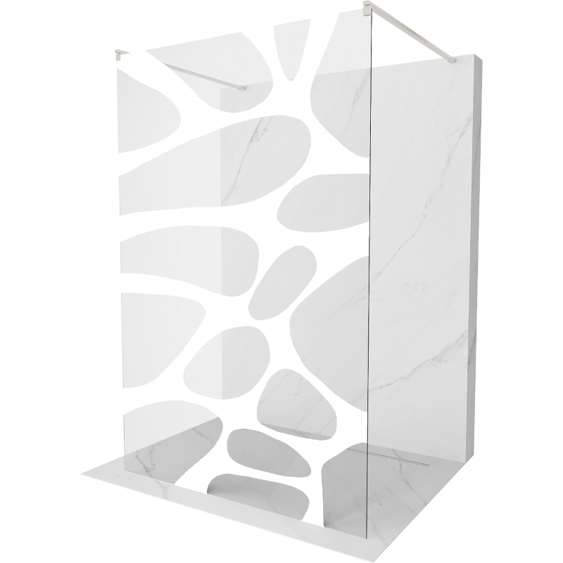 Mexen Kioto freestanding shower wall 130 x 200 cm, white wave 8 mm, brushed nickel - 800-130-002-97-97