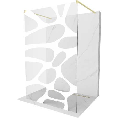 Mexen Kioto freistehende Duschwand 100 x 200 cm, weiße Welle 8 mm, gebürstetes Gold - 800-100-002-55-97