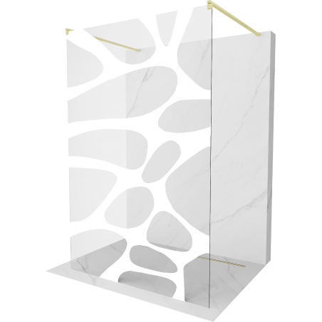Mexen Kioto ścianka prysznicowa wolnostojąca 110 x 200 cm, biały wzór 8 mm, złota szczotkowana - 800-110-002-55-97