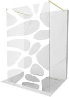 Mexen Kioto vapaasti seisova suihkuseinä 120 x 200 cm, valkoinen aalto 8 mm, harjattu kulta - 800-120-002-55-97